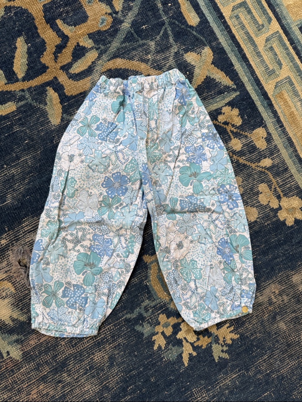 Bonton Blue & Green Floral Elastic Waist Pants